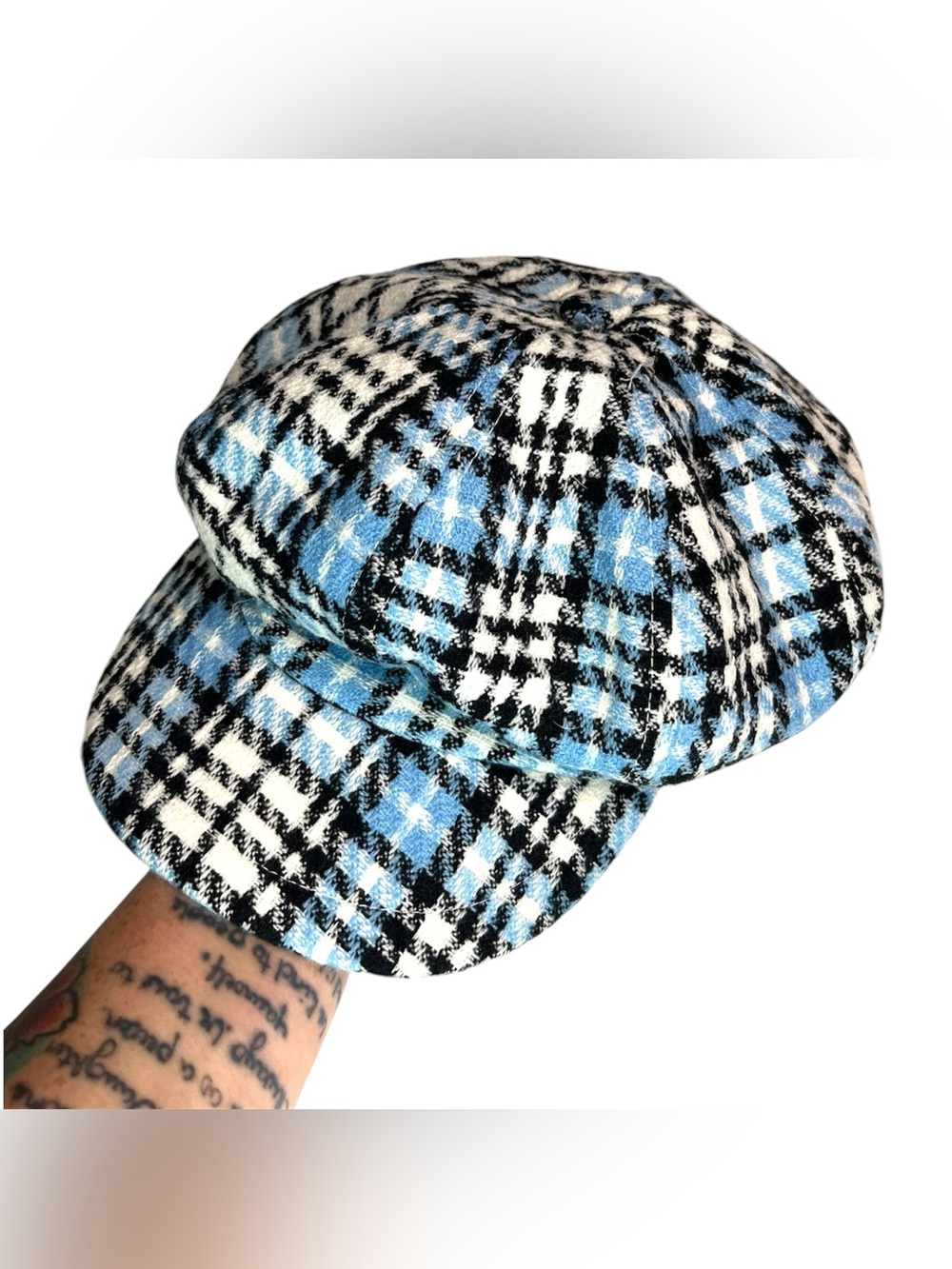 Blue & Black Plaid Newsboy Cap